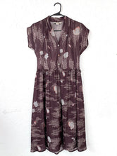 Load image into Gallery viewer, Vintage 70s Sheer Brown Floral Print Pleated Dress
