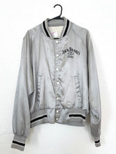 Load image into Gallery viewer, Vintage 80s Silver and Black Willie Nelson Jack Daniels Satin Jacket