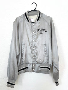 Vintage 80s Silver and Black Willie Nelson Jack Daniels Satin Jacket