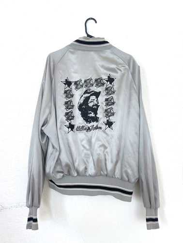 Vintage 80s Silver and Black Willie Nelson Jack Daniels Satin Jacket