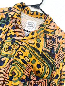 Vintage 80s High Low Printed Button Down Top Retro tropigoth Summer