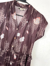 Load image into Gallery viewer, Vintage 70s Sheer Brown Floral Print Pleated Dress