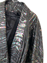 Load image into Gallery viewer, Vintage 80s Oil Slick Iridescent and Black Tie Front Leather Jacket