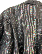 Load image into Gallery viewer, Vintage 80s Oil Slick Iridescent and Black Tie Front Leather Jacket