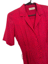 Load image into Gallery viewer, Vintage 90s Red and Black Buttondown Cinched Waist Midi Dress