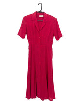 Load image into Gallery viewer, Vintage 90s Red and Black Buttondown Cinched Waist Midi Dress