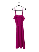 Load image into Gallery viewer, Vintage 70s Magenta Terrycloth Tie Dress