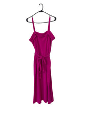 Load image into Gallery viewer, Vintage 70s Magenta Terrycloth Tie Dress