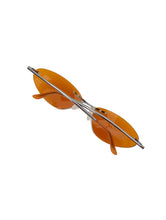 Load image into Gallery viewer, Vintage Y2K Orange Tint Cat Eye Sunglasses Rave Matrix Frameless