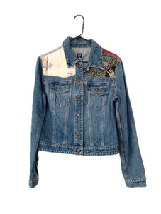 Vintage 90s Patchwork Design Medium Wash Denim Jacket – Total