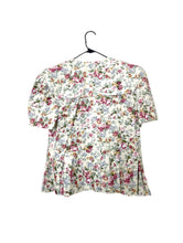 Load image into Gallery viewer, Vintage 80s Cabbage Rose Print Peplum Top