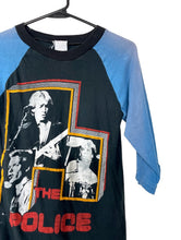 Load image into Gallery viewer, Vintage 80s Distressed Black and Blue The Police Baseball Tee Band