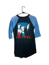 Load image into Gallery viewer, Vintage 80s Distressed Black and Blue The Police Baseball Tee Band T Shirt