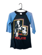 Load image into Gallery viewer, Vintage 80s Distressed Black and Blue The Police Baseball Tee Band
