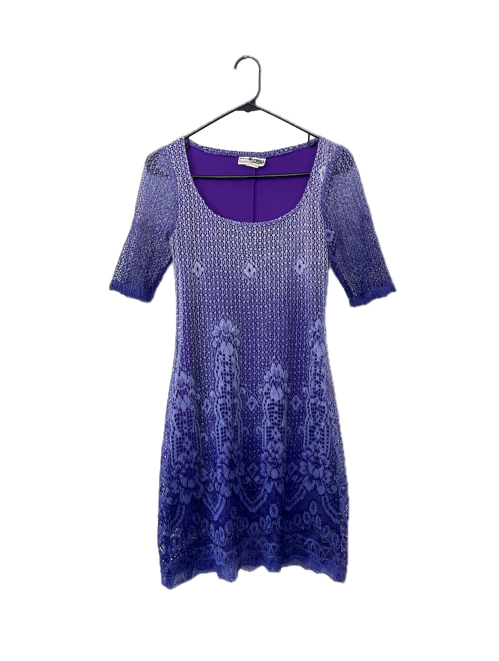 Vintage Y2K Purple Ombre Crochet Mini Dress