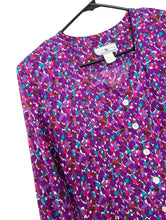 Load image into Gallery viewer, Vintage 80s Purple Long Sleeve Floral Print Romper