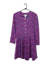 Load image into Gallery viewer, Vintage 80s Purple Long Sleeve Floral Print Romper