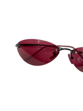 Load image into Gallery viewer, Vintage Y2K Burgundy and Black Oval Sunglasses Rave Matrix 2000s