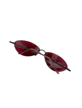 Load image into Gallery viewer, Vintage Y2K Burgundy and Black Oval Sunglasses Rave Matrix 2000s