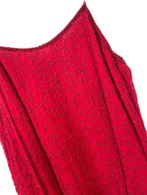 Load image into Gallery viewer, Vintage 80s Silk Ruby Red Beaded Skater Dress