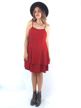 Load image into Gallery viewer, Vintage 80s Silk Ruby Red Beaded Skater Dress