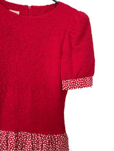 Load image into Gallery viewer, Vintage 80s Red Textured and Tiered Ruffle Dress Party Medium Retro