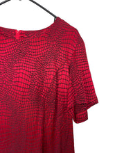 Load image into Gallery viewer, Vintage 90s Shimmery Red Snake Print Shift Dress