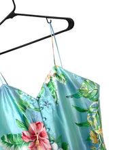 Load image into Gallery viewer, Vintage Silky Baby Blue Tropical Floral Print Tank y2k