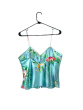 Load image into Gallery viewer, Vintage Silky Baby Blue Tropical Floral Print Tank y2k
