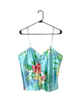 Load image into Gallery viewer, Vintage Silky Baby Blue Tropical Floral Print Tank y2k