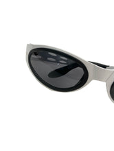 Load image into Gallery viewer, Vintage Y2K Silver and Black Oval Sunglasses Rave Wrap Around 2000s