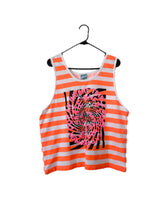 Load image into Gallery viewer, Skate or Die Vintage 90s Orange and White Striped Skater Tank Punk Grunge