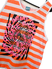 Load image into Gallery viewer, Skate or Die Vintage 90s Orange and White Striped Skater Tank Punk Grunge