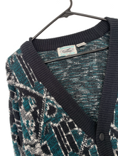 Load image into Gallery viewer, Vintage Blue and White Printed Cozy Knit Cardigan