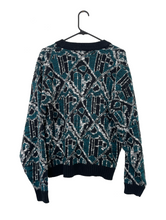 Load image into Gallery viewer, Vintage Blue and White Printed Cozy Knit Cardigan