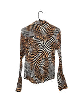 Load image into Gallery viewer, Vintage Y2K Trippy Striped Print Bell Sleeve Print Button Down Top 90s Diva Blouse