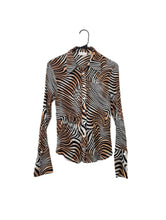 Load image into Gallery viewer, Vintage Y2K Trippy Striped Print Bell Sleeve Print Button Down Top 90s Diva Blouse