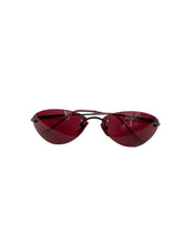 Load image into Gallery viewer, Vintage Y2K Burgundy and Black Oval Sunglasses Rave Matrix 2000s