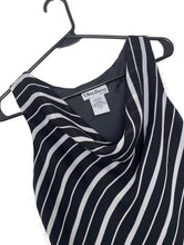 Load image into Gallery viewer, Vintage Y2K Double Layer Black and White Stripe Asymmetrical Maxi Dress