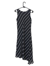 Load image into Gallery viewer, Vintage Y2K Double Layer Black and White Stripe Asymmetrical Maxi Dress