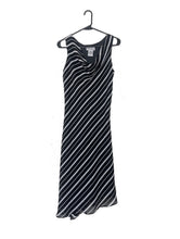 Load image into Gallery viewer, Vintage Y2K Double Layer Black and White Stripe Asymmetrical Maxi Dress
