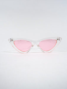 Space Babe Clear Skinny Cat Eye Sunglasses