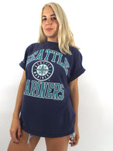 Load image into Gallery viewer, Vintage 90s Faded Blue Seattle Mariners Tee -- Size Small/Medium