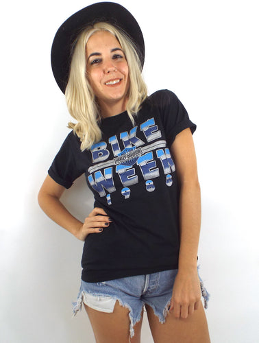 Vintage 80s Daytona Beach Bike Week Chrome Lettering Tee