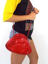 Load image into Gallery viewer, Vintage 80s Red Faux Snakeskin Crossbody Purse