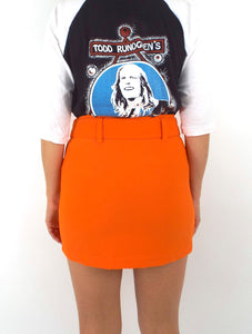 Vintage 90s Orange Belted High-Waist Mini Skirt