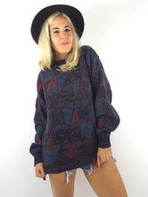 Load image into Gallery viewer, Vintage 90s Cozy Triangle Print Oversized Graphic Sweater