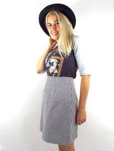 Vintage 90s High-Waist A-Line Gingham Print Skirt -- Size Medium