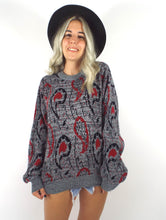 Load image into Gallery viewer, Vintage 80s Red and Black Paisley Print Sweater Size Small Medium