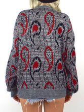 Load image into Gallery viewer, Vintage 80s Red and Black Paisley Print Sweater Size Small Medium